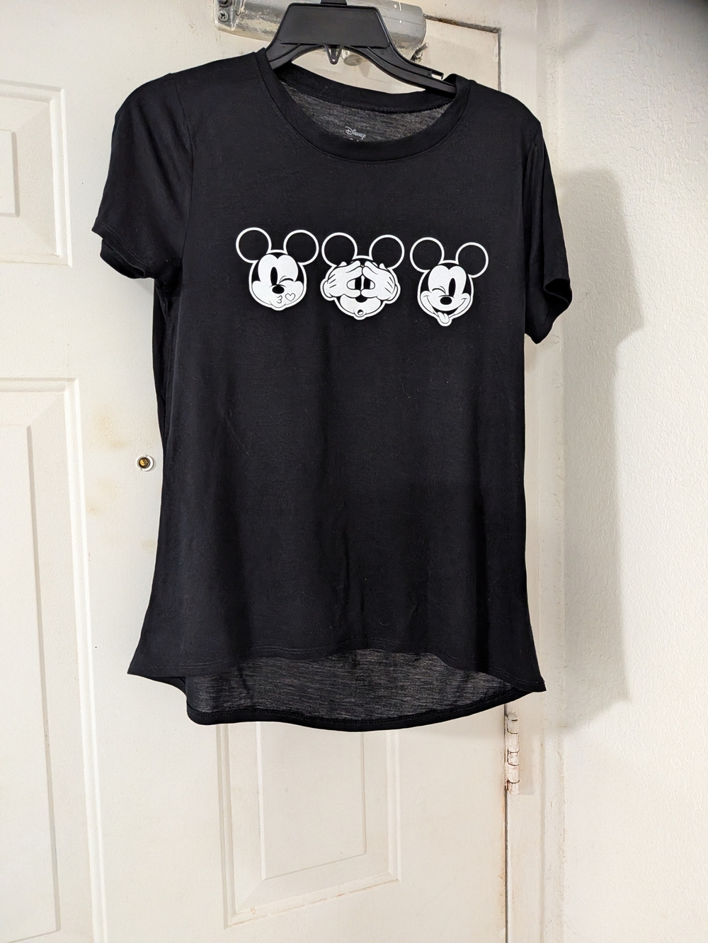 Disney Black Tee with Three Mickey Faces - Women's Short Sleeve